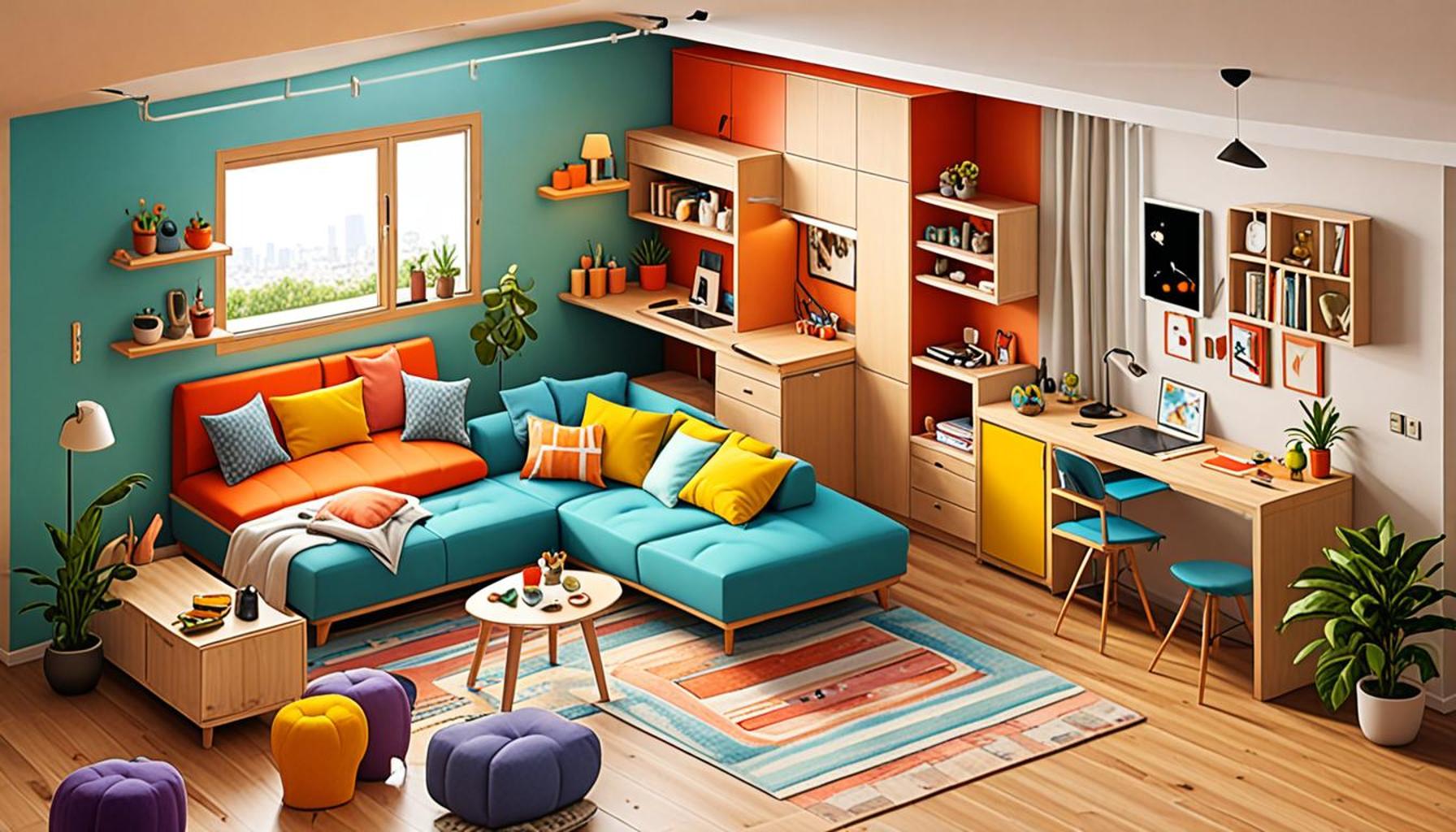 Integração de móveis multifuncionais na decoração de pequenos apartamentos do Minha Casa Minha Vida
